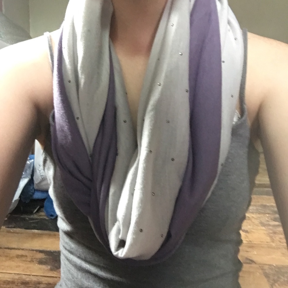 Purple + Gray Infinity Scarf